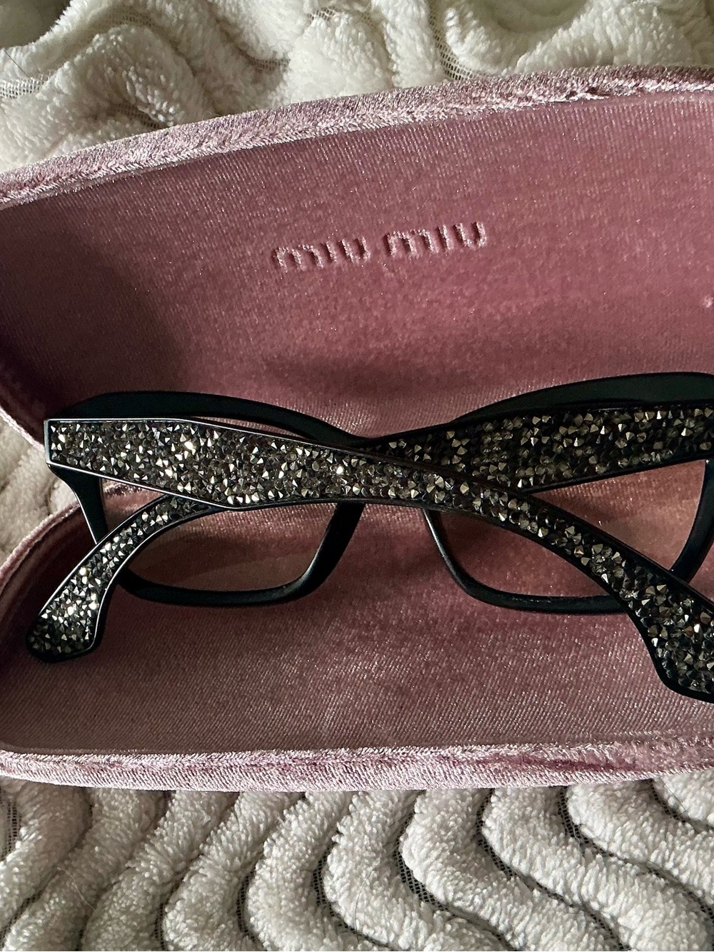 Miu Miu Black Crystal-Embellished Cat-Eye Glasses